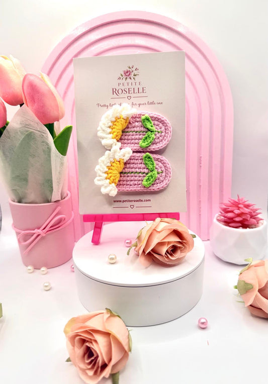 Daisy Bloom Crochet Clip set