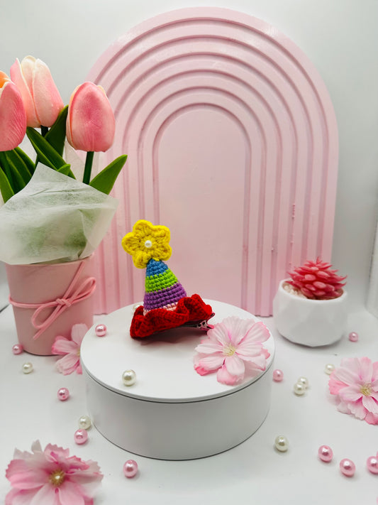 Rainbow Party Hat Clip